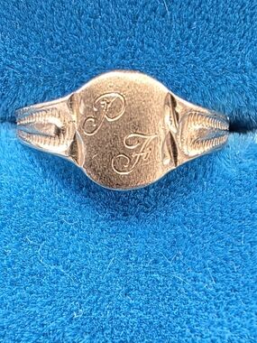 Victorian Era Engraved Initial Signet Ring - 10K Gold